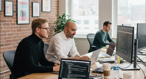 Team collaborating in an office environment